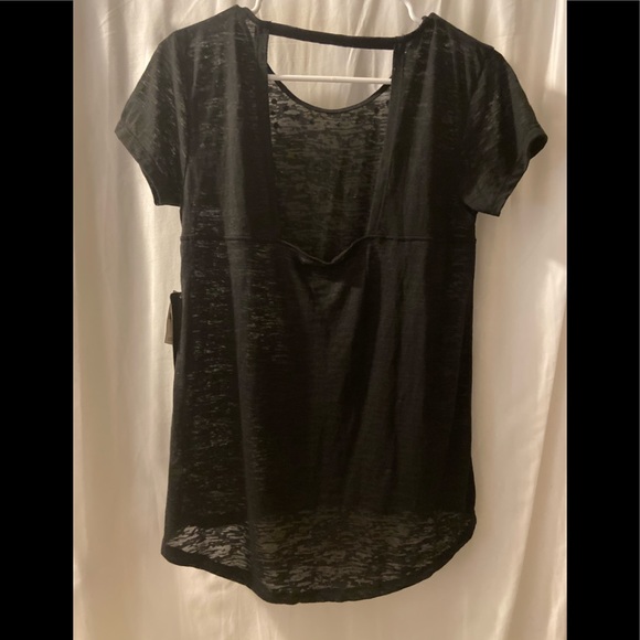 Rampage Top women's M medium wet seal Black burnout tee Studs Casual Evening - Picture 6 of 8